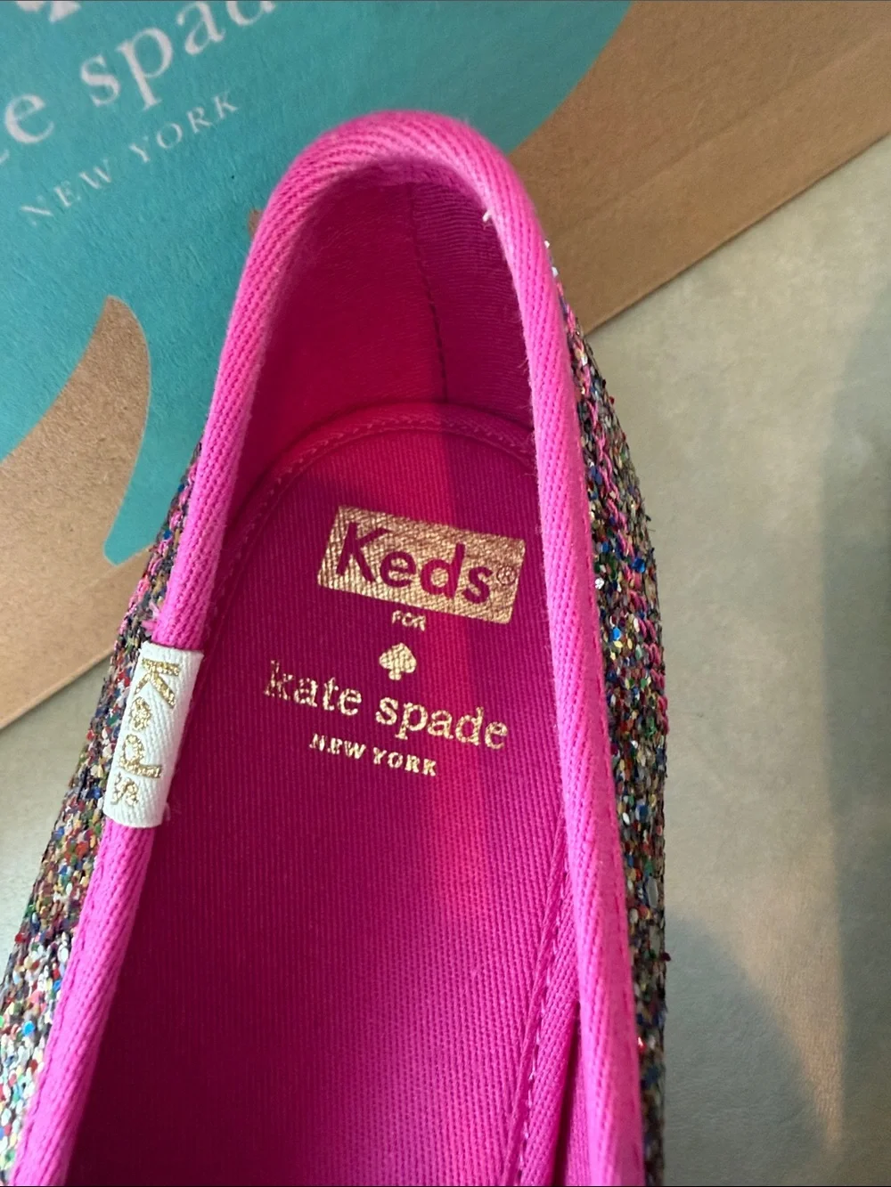 Keds Kate Spade eddition Multicolor Glitter Slip-On Platform Sneakers